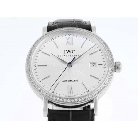 Iwc Leather Strap Diamond Business Watch 