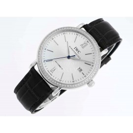 Iwc Leather Strap Diamond Business Watch 
