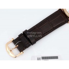 Iwc Leather Strap Gold Case Diamond Business Watch 