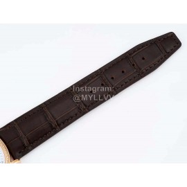 Iwc Leather Strap Gold Case Diamond Business Watch 