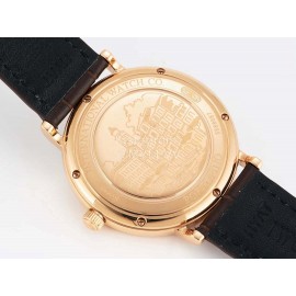 Iwc Leather Strap Gold Case Diamond Business Watch 