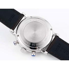 Iwc Fine Steel Case Leather Strap Watch Black