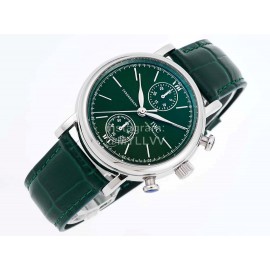 Iwc Fine Steel Case Leather Strap Watch Green