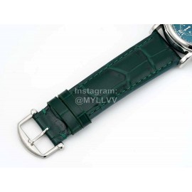 Iwc Fine Steel Case Leather Strap Watch Green