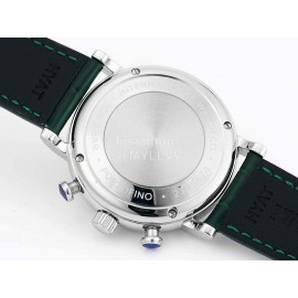 Iwc Fine Steel Case Leather Strap Watch Green