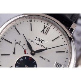 Iwc 316l Fine Steel Case Black Leather Strap Watch