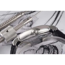 Iwc 316l Fine Steel Case Black Leather Strap Watch