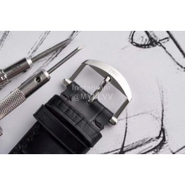 Iwc 316l Fine Steel Case Black Leather Strap Watch