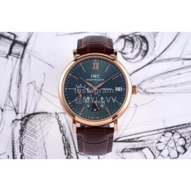 Iwc 316l Fine Steel Case Brown Leather Strap Watch