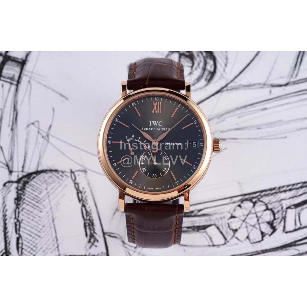 Iwc 316l Fine Steel Case Leather Strap Watch