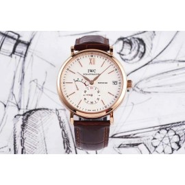 Iwc New 316l Fine Steel Case Leather Strap Watch