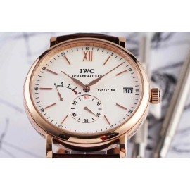 Iwc New 316l Fine Steel Case Leather Strap Watch