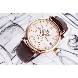 Iwc New 316l Fine Steel Case Leather Strap Watch