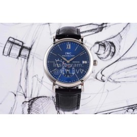 Iwc 316l Fine Steel Case Leather Strap Watch Navy