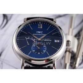 Iwc 316l Fine Steel Case Leather Strap Watch Navy
