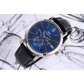 Iwc 316l Fine Steel Case Leather Strap Watch Navy