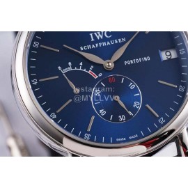 Iwc 316l Fine Steel Case Leather Strap Watch Navy