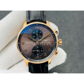 Iwc Zf Factory Classic Leather Strap Coffee Dial Watch