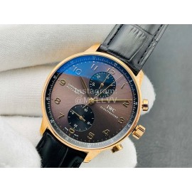 Iwc Zf Factory Classic Leather Strap Coffee Dial Watch