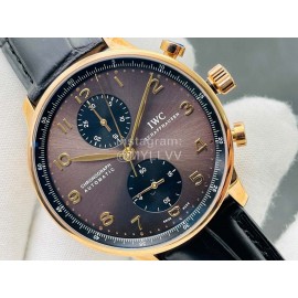 Iwc Zf Factory Classic Leather Strap Coffee Dial Watch