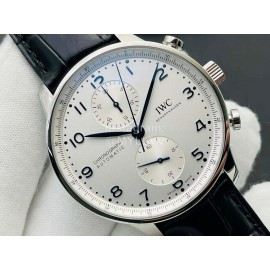 Iwc Zf Factory Classic Leather Strap White Dial Watch