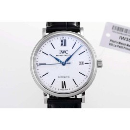 Iwc Leather Strap 316l Fine Steel Case White Dial Watch