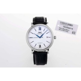 Iwc Leather Strap 316l Fine Steel Case White Dial Watch