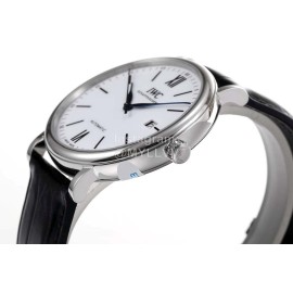 Iwc Leather Strap 316l Fine Steel Case White Dial Watch