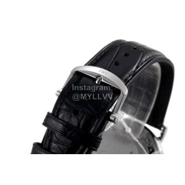 Iwc Leather Strap 316l Fine Steel Case White Dial Watch