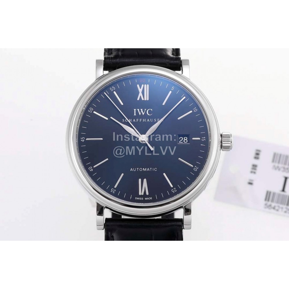 Iwc New Leather Strap 316l Fine Steel Case Watch