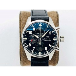 Iwc Zf Factory Leather Strap Black Dial Watch