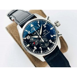 Iwc Zf Factory Leather Strap Black Dial Watch