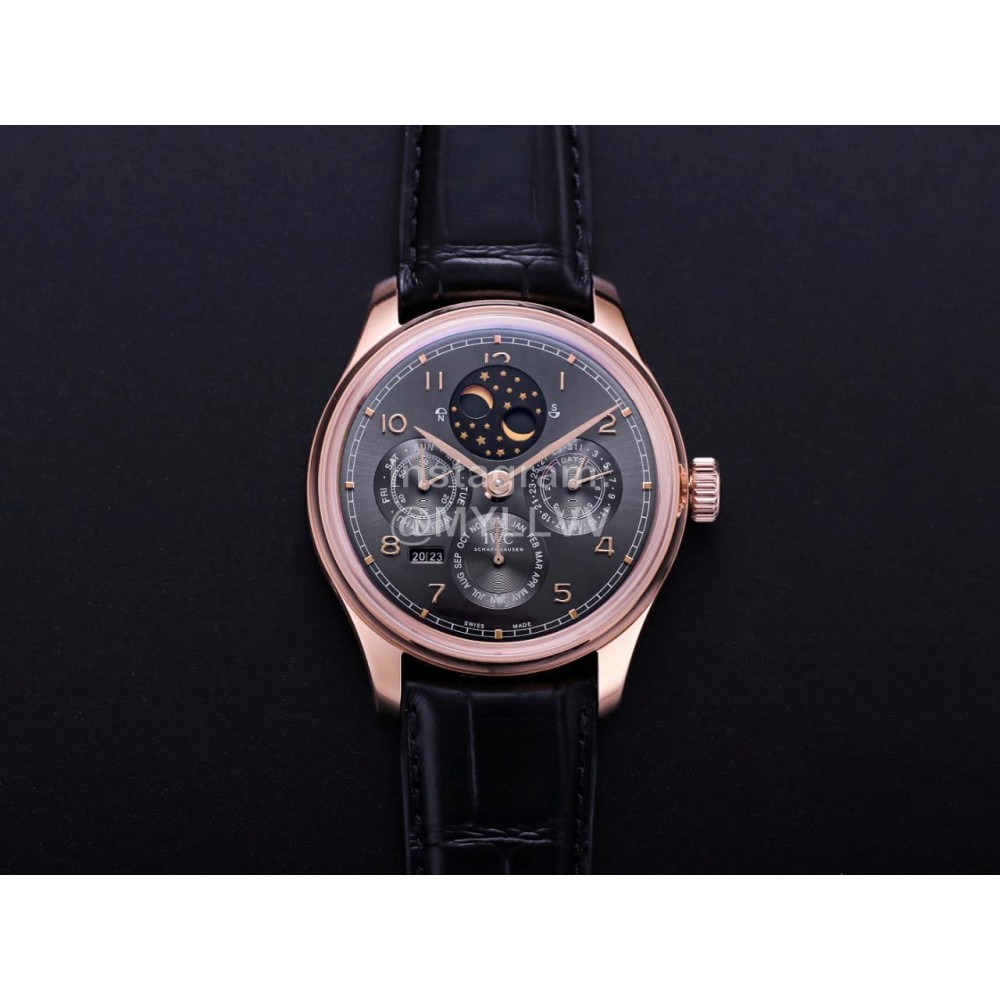 Iwc V9 Factory New Multifunctional Leather Strap Watch