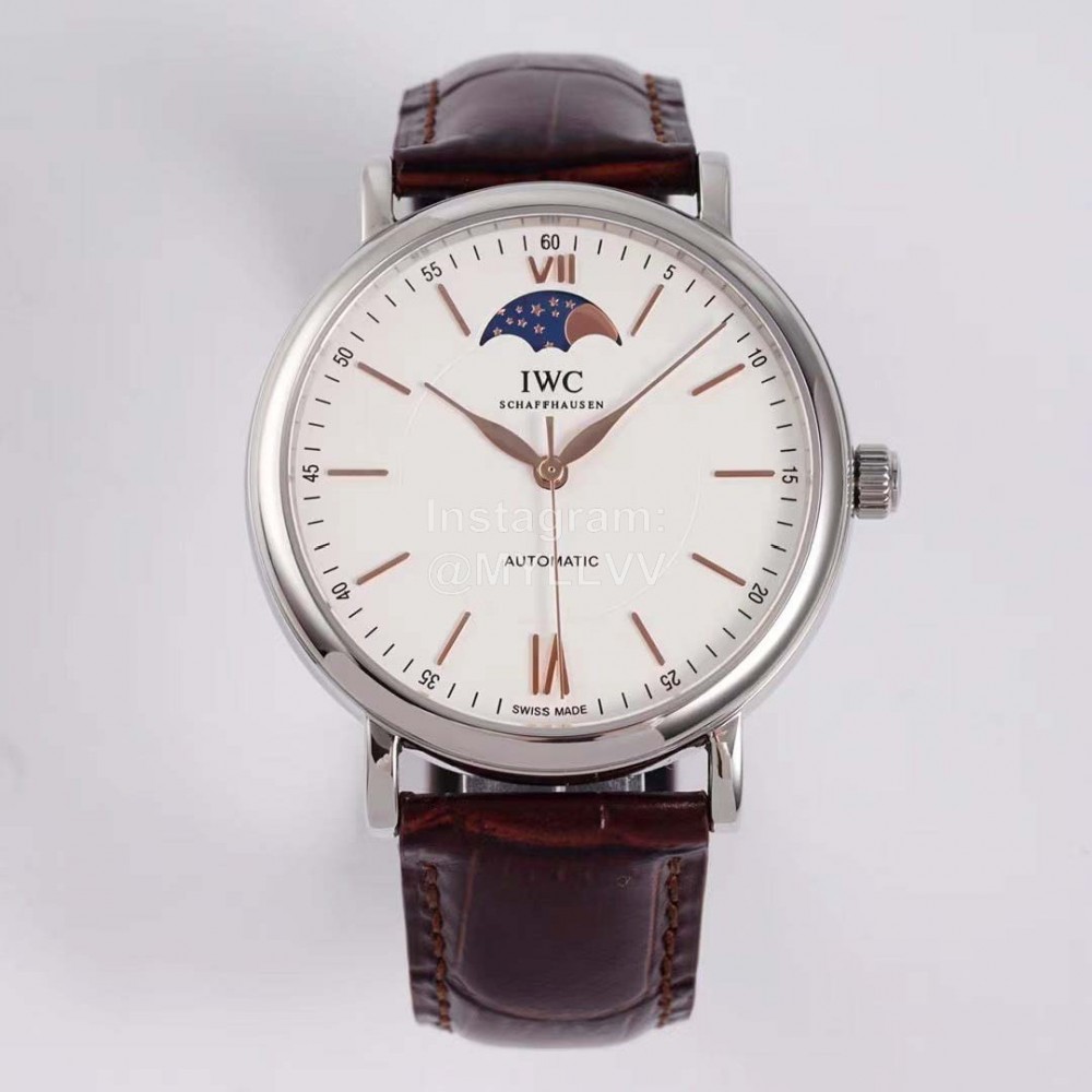 Iwc Moon Phase Leather Strap Watch