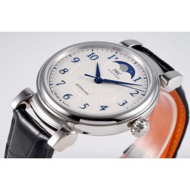 Iwc Moon Phase Black Leather Strap Watch
