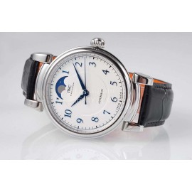 Iwc Moon Phase Black Leather Strap Watch