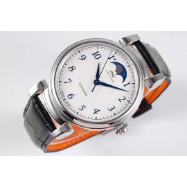 Iwc Moon Phase Black Leather Strap Watch