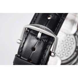 Iwc Moon Phase Black Leather Strap Watch
