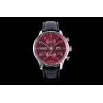 Iwc Az Factory 40mm Wine Red Dial Leather Strap Watch