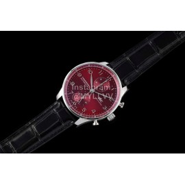 Iwc Az Factory 40mm Wine Red Dial Leather Strap Watch