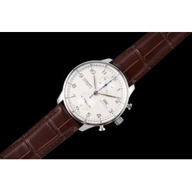 Iwc Az Factory 40mm White Dial Leather Strap Watch