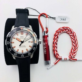 Iwc 44mm Dial Rubber Strap Luminous Watch Orange