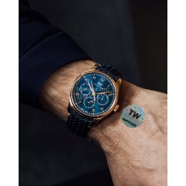 Iwc Multifunctional Woven Leather Strap Watch