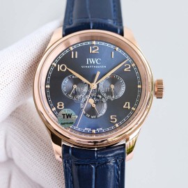 Iwc Multifunctional Woven Leather Strap Watch