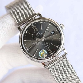 Iwc 37mm Dial Refined Steel Black Dial Watch