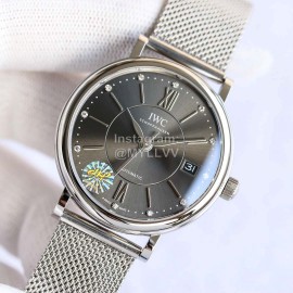 Iwc 37mm Dial Refined Steel Black Dial Watch