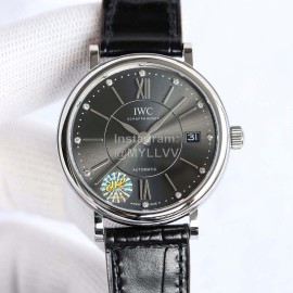 Iwc 37mm Dial Refined Steel Black Dial Watch