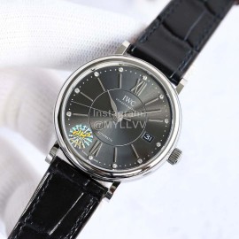 Iwc 37mm Dial Refined Steel Black Dial Watch