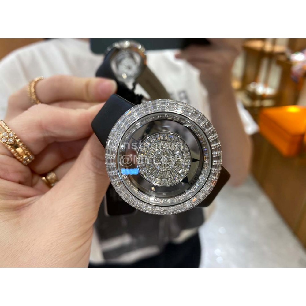 Jacob Co Fashion Diamonds Black Strap Watch For Women