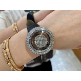 Jacob Co Fashion Diamonds Black Strap Watch For Women